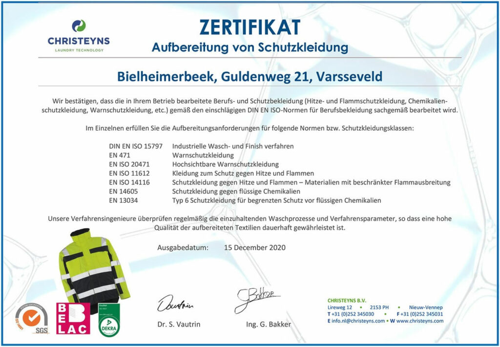 Certificering veiligheidskleding